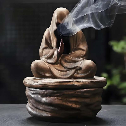 Ceramic Buddha Meditation Incense Burner Backflow