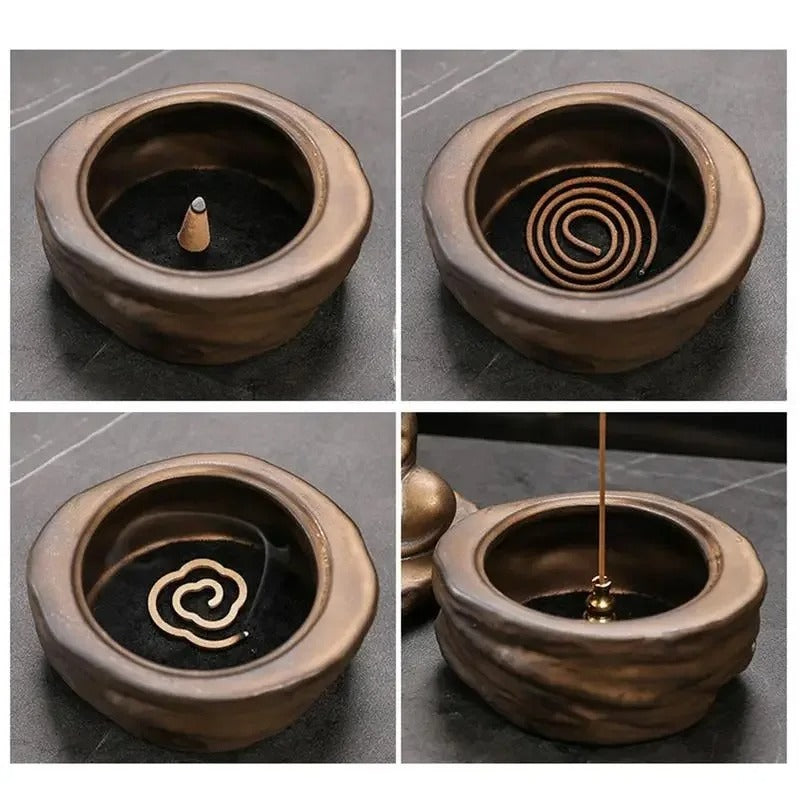 Ceramic Buddha Meditation Incense Burner Backflow