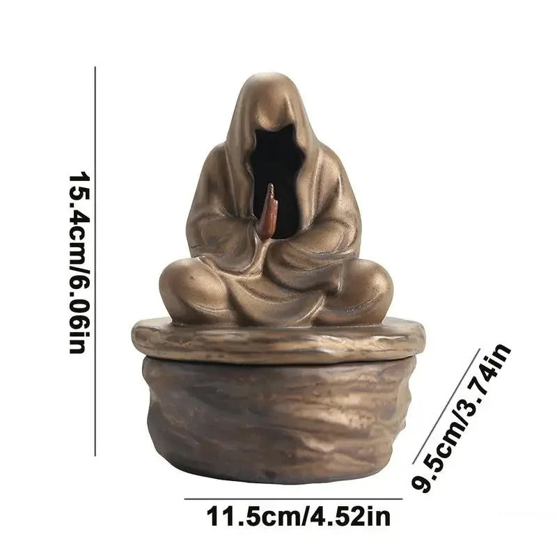 Ceramic Buddha Meditation Incense Burner Backflow