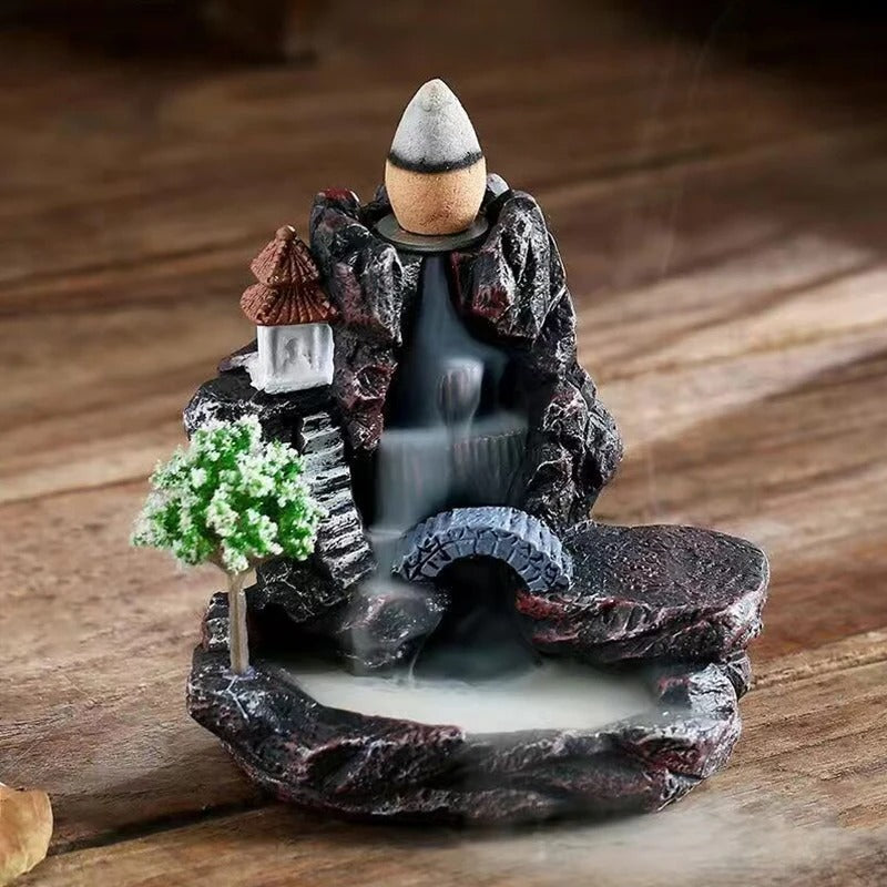 High Mountain Flowing Resin Back Flow Incense Holder Waterfall Incense Burner