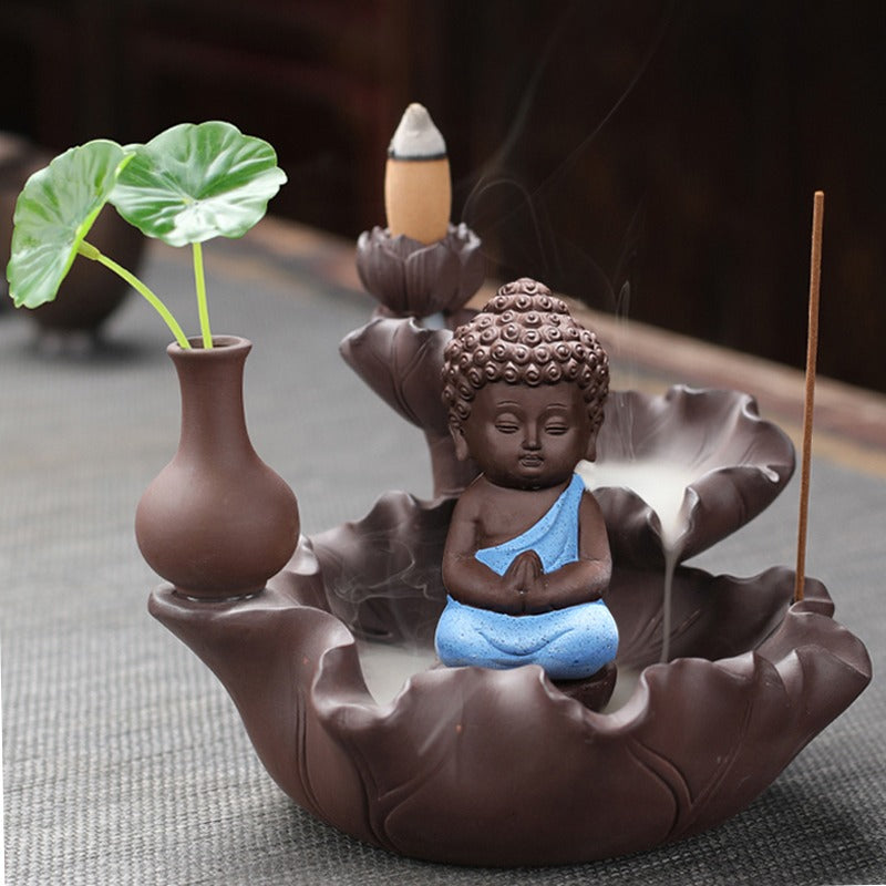 Ceramic Backflow Buddha Incense Burner Waterfall