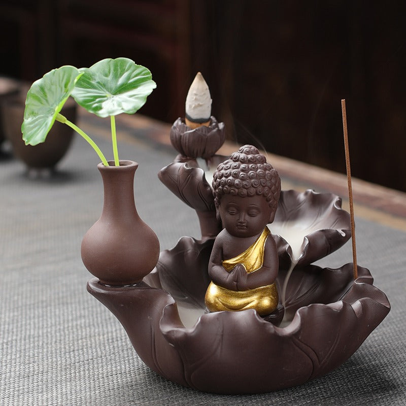 Ceramic Backflow Buddha Incense Burner Waterfall