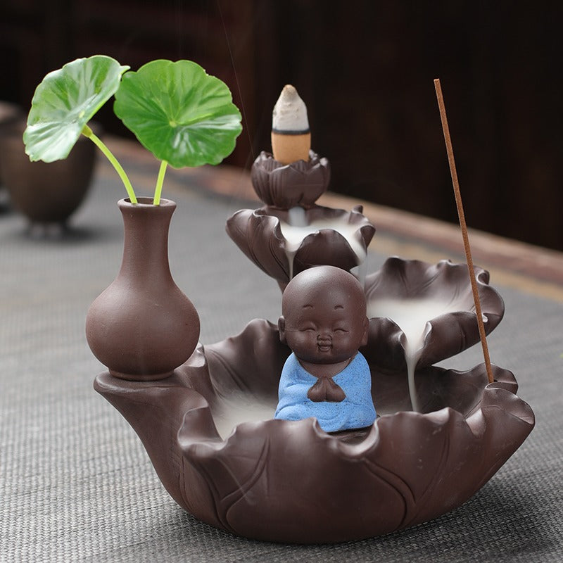 Ceramic Backflow Buddha Incense Burner Waterfall