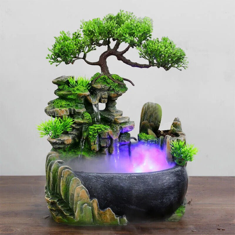 Indoor Simulation Resin Rockery Waterfall  Feng Shui Fountain