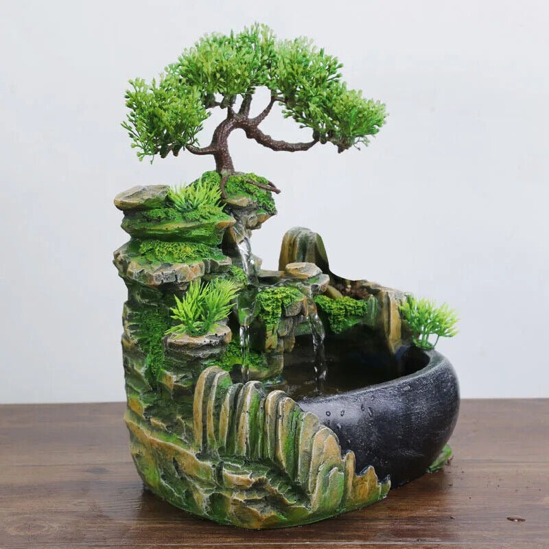 Indoor Simulation Resin Rockery Waterfall  Feng Shui Fountain