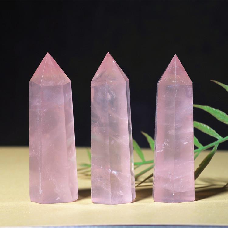 Pink Crystal Column Hexagonal prism 1pcs