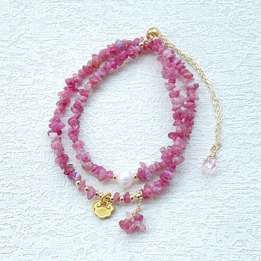 Natural pink tourmaline beads bracelet,imporve health and relationship