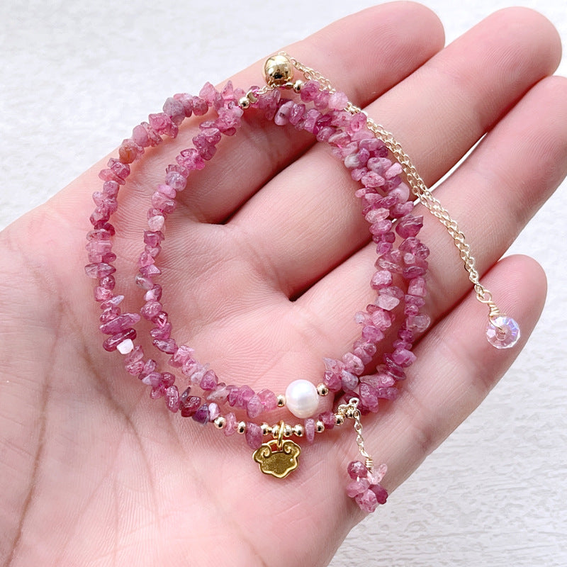 Natural pink tourmaline beads bracelet,imporve health and relationship