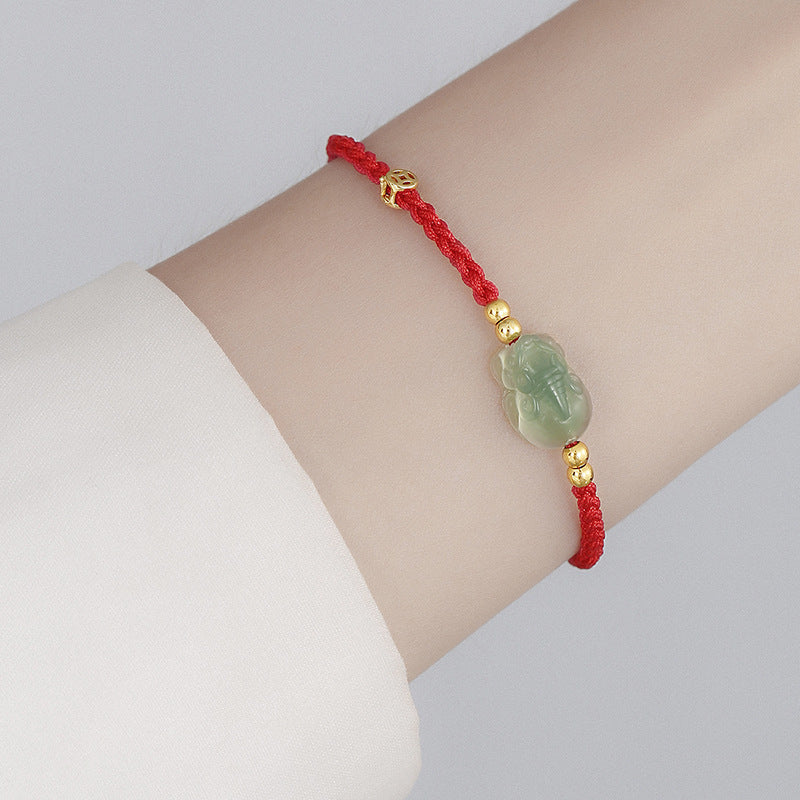 Red string jade Pixiu bracelet-fortune