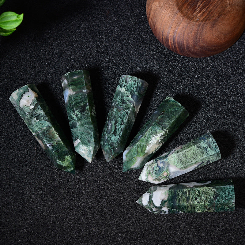 Water grass agate Column Hexagonal prism 1pcs