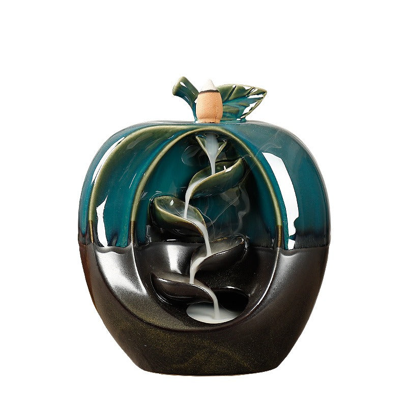 Ceramic Apple Shaped Waterfall Backflow Incense Burner