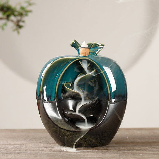 Ceramic Apple Shaped Waterfall Backflow Incense Burner