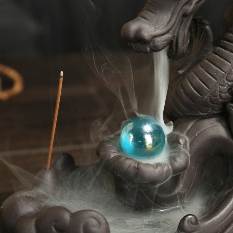 Backflow Dragon Incense Burner With Lucky Crystal Ball