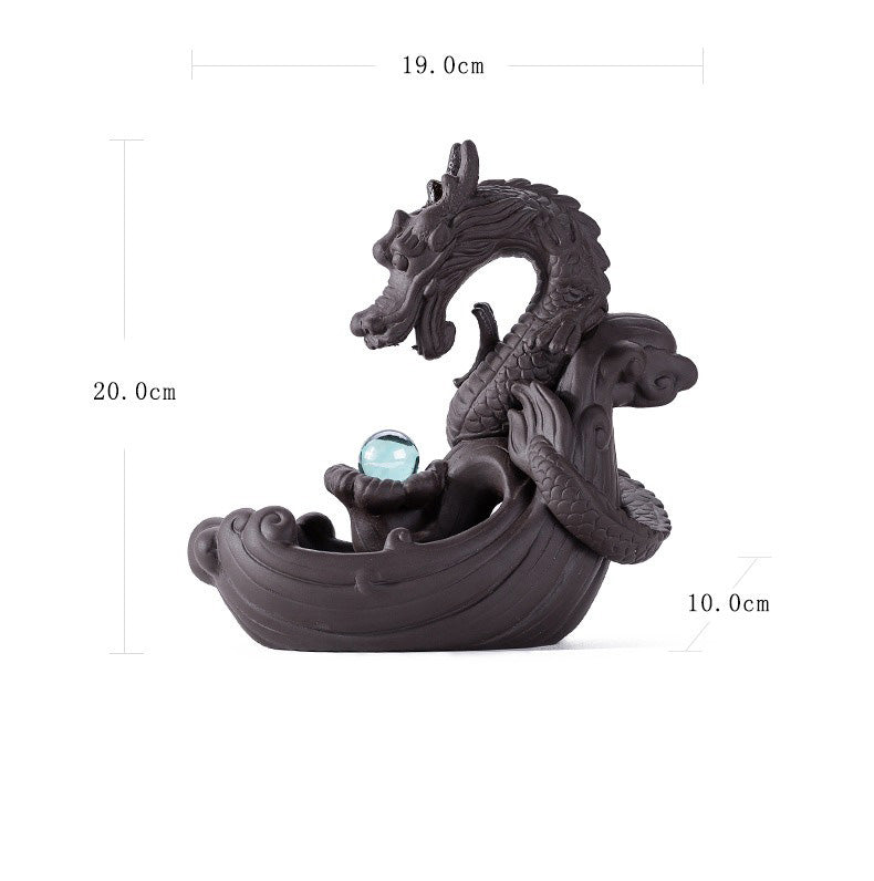 Backflow Dragon Incense Burner With Lucky Crystal Ball